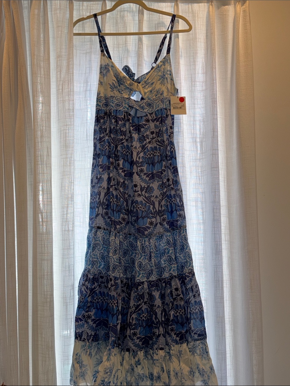 Sandro Blue Floral Tiered Maxi Dress